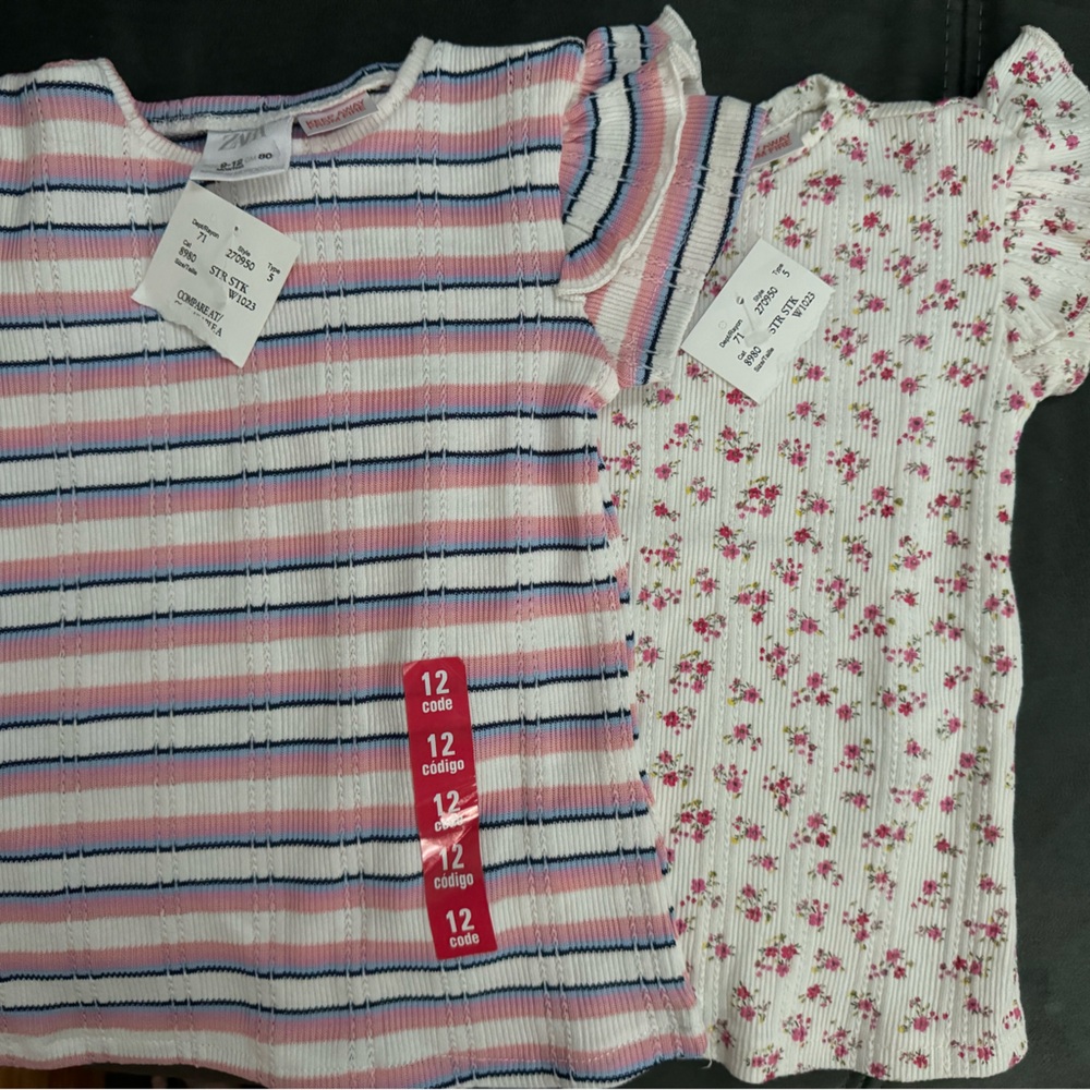 Zara Baby Kids 9-12 Months Set of 2 Ribbed Shirts NWT